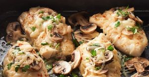 Cheesy Mushroom Fish Bake